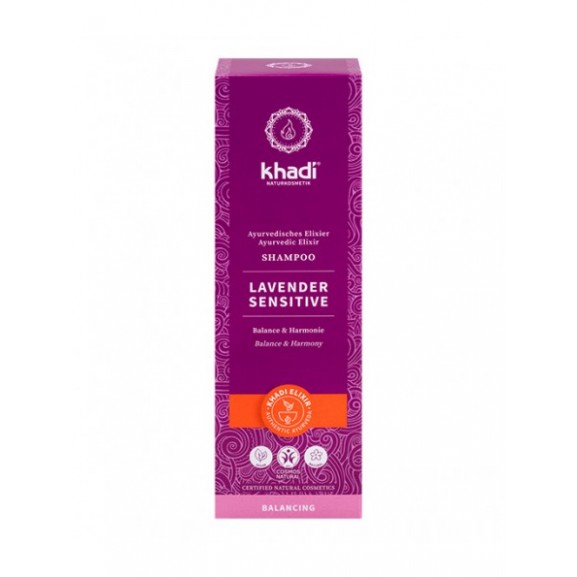 CHAMPÚ LAVANDA CUERO CABELLUDO SENSIBLE DE KHADI 200ML.