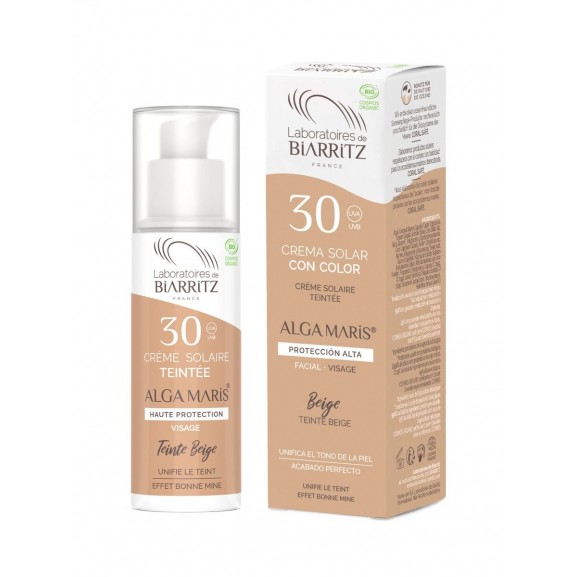 Crema facial con color Beige(Clara) SPF 30 de Alga Maris, 50ml.